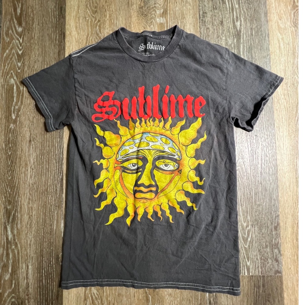Sublime Graphic T-Shirt Mens S Black Sun Logo Band Tee Contrast Stitch